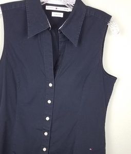 Tommy Hilfiger vintage navy button down sleeveless